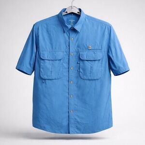 Reel Legends Fishing Shirt Mens XL Blue Excellent Vented Back Short‎ Sleeve